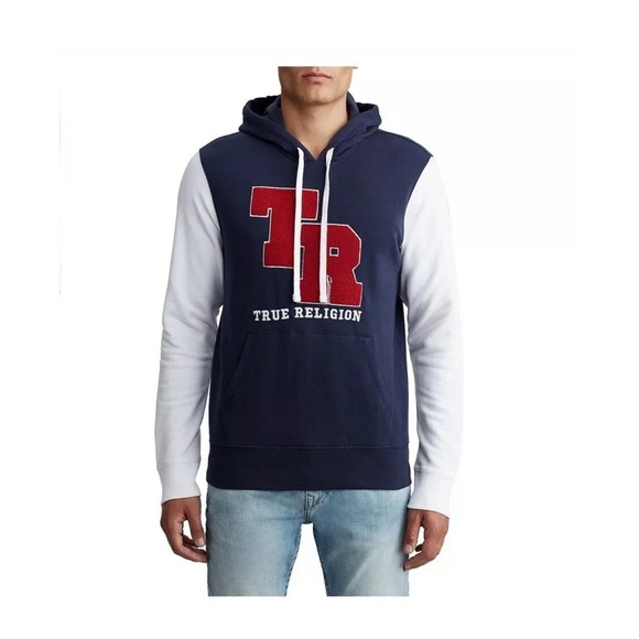 True Religion Other - True Religion Hoodie Mens Size S/P Pullover Long Sleeve Blue Red White‎